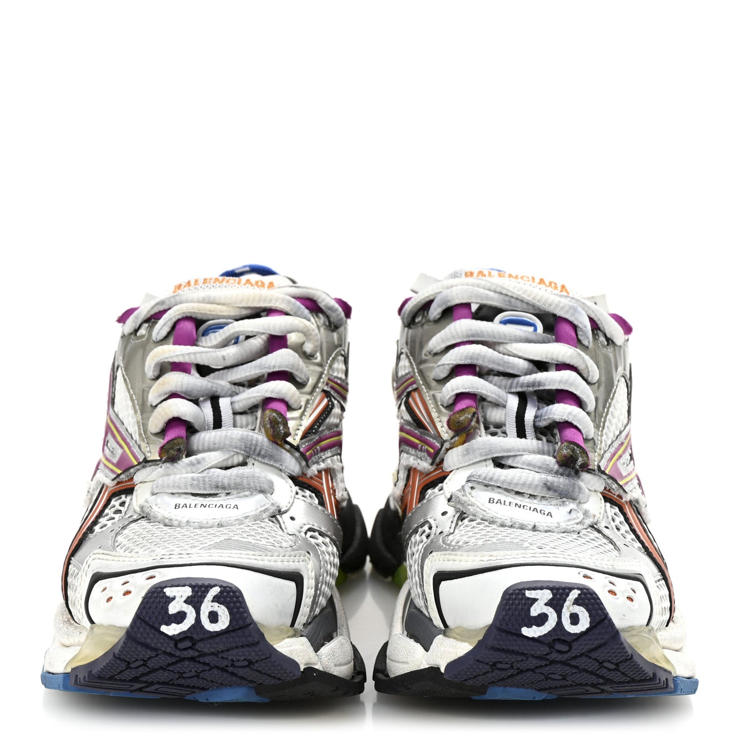 Mesh Rubber Distressed Runner Sneakers 36 Multicolor