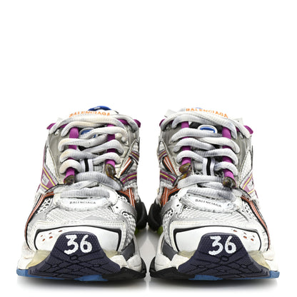 Balenciaga Mesh Rubber Distressed Runner Sneakers 36 Multicolor 3 of 9