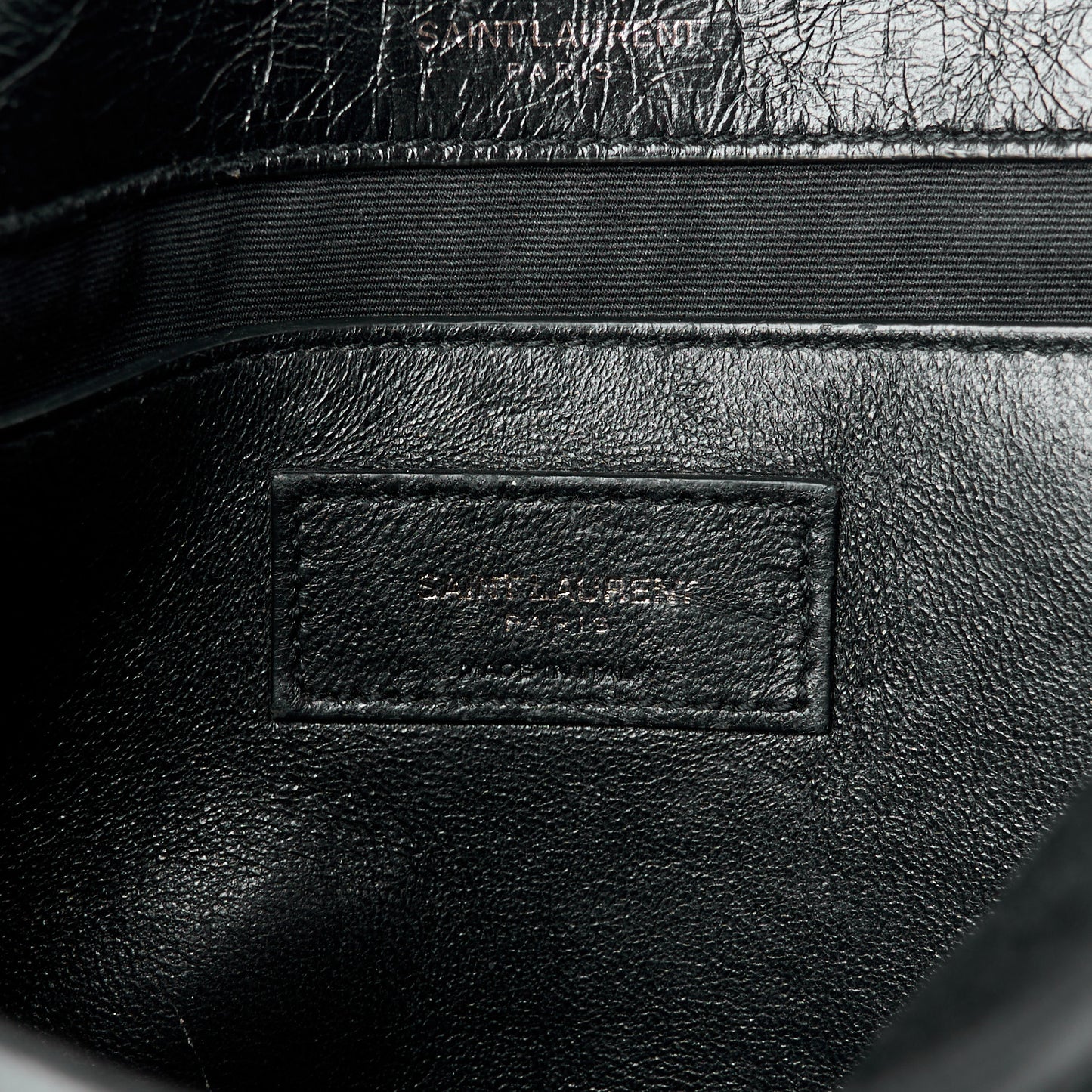 Crinkled Calfskin Matelasse Monogram Baby Niki Chain Satchel Black