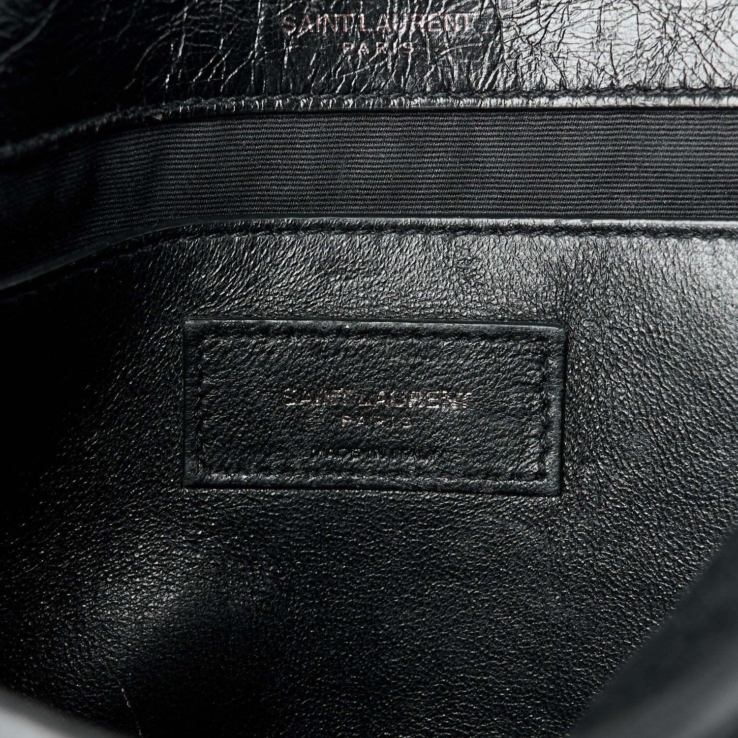 Saint Laurent Crinkled Calfskin Matelasse Monogram Baby Niki Chain Satchel Black 6 of 11