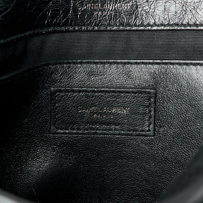 Saint Laurent Crinkled Calfskin Matelasse Monogram Baby Niki Chain Satchel Black 6 of 11