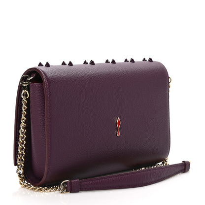 Christian Louboutin CHRISTIAN LOUBOUTIN Calfskin Spikes Loubinthesky Paloma Clutch Merlot 3 of 11