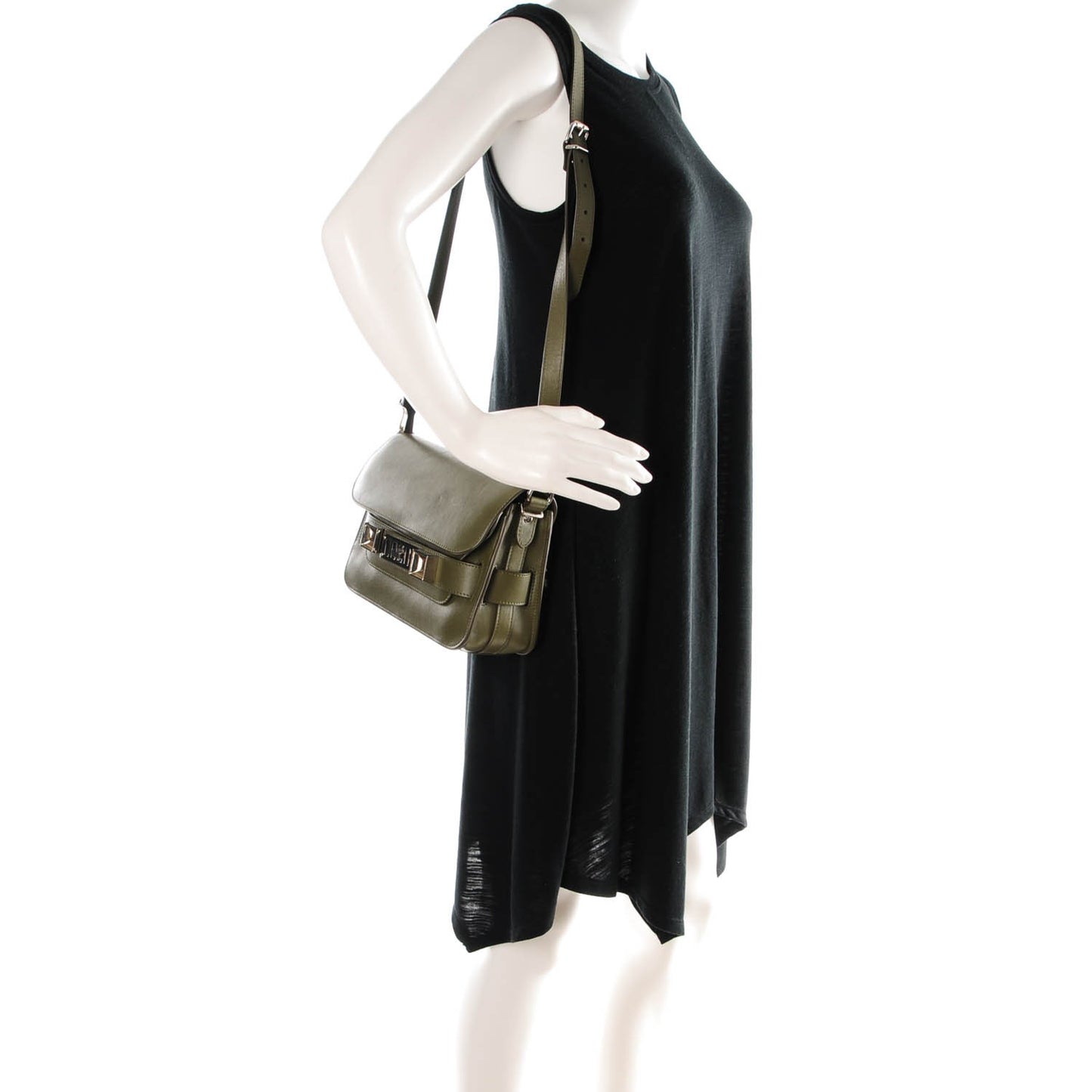 Calfskin Mini PS11 Classic Shoulder Bag Dark Olive