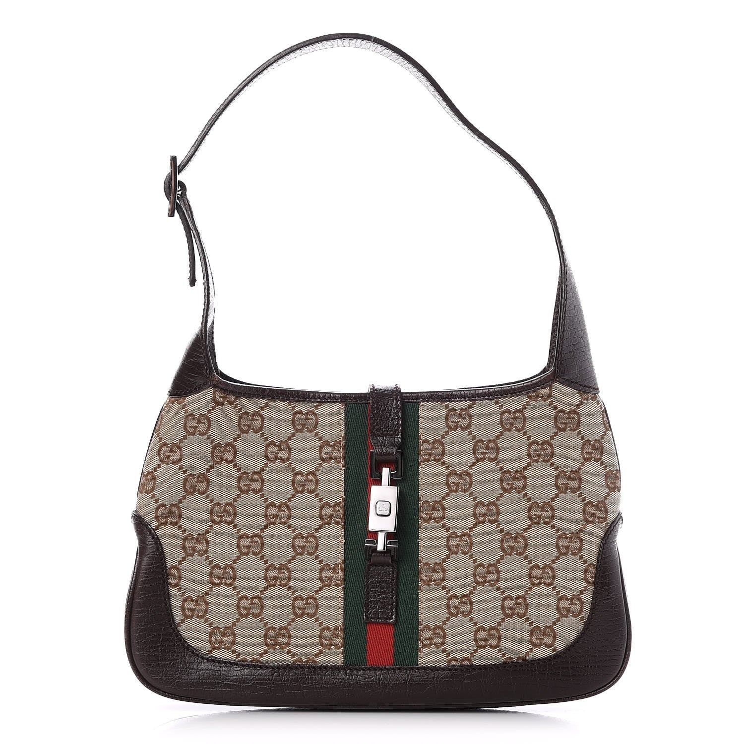 Gucci Monogram Web Small Jackie O Hobo Dark Brown 1 of 7