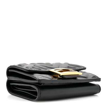 Fendi Nappa Matisse FF Diagonal Embossed Micro Tri-Fold Wallet Black 4 of 9