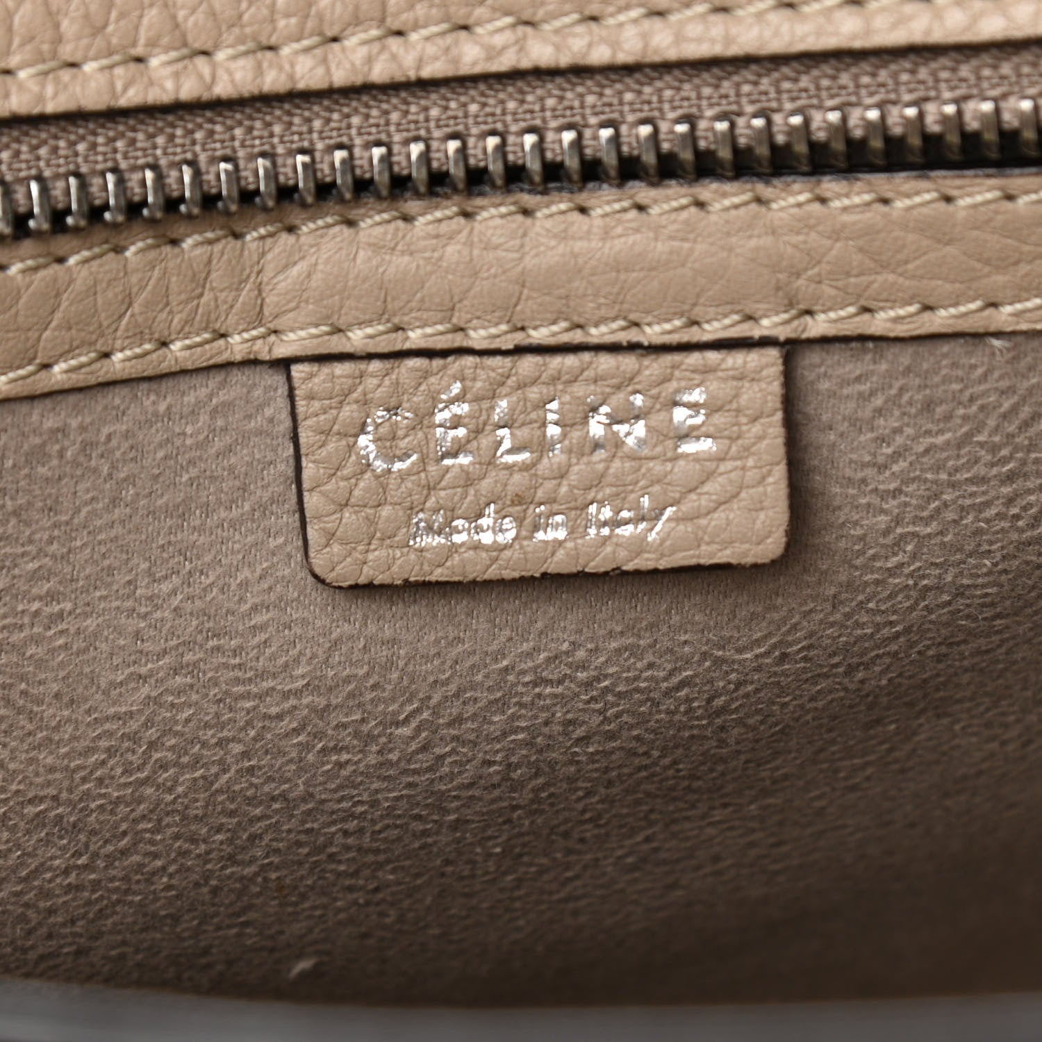 Celine Drummed Calfskin Nano Luggage Dune 7 of 12