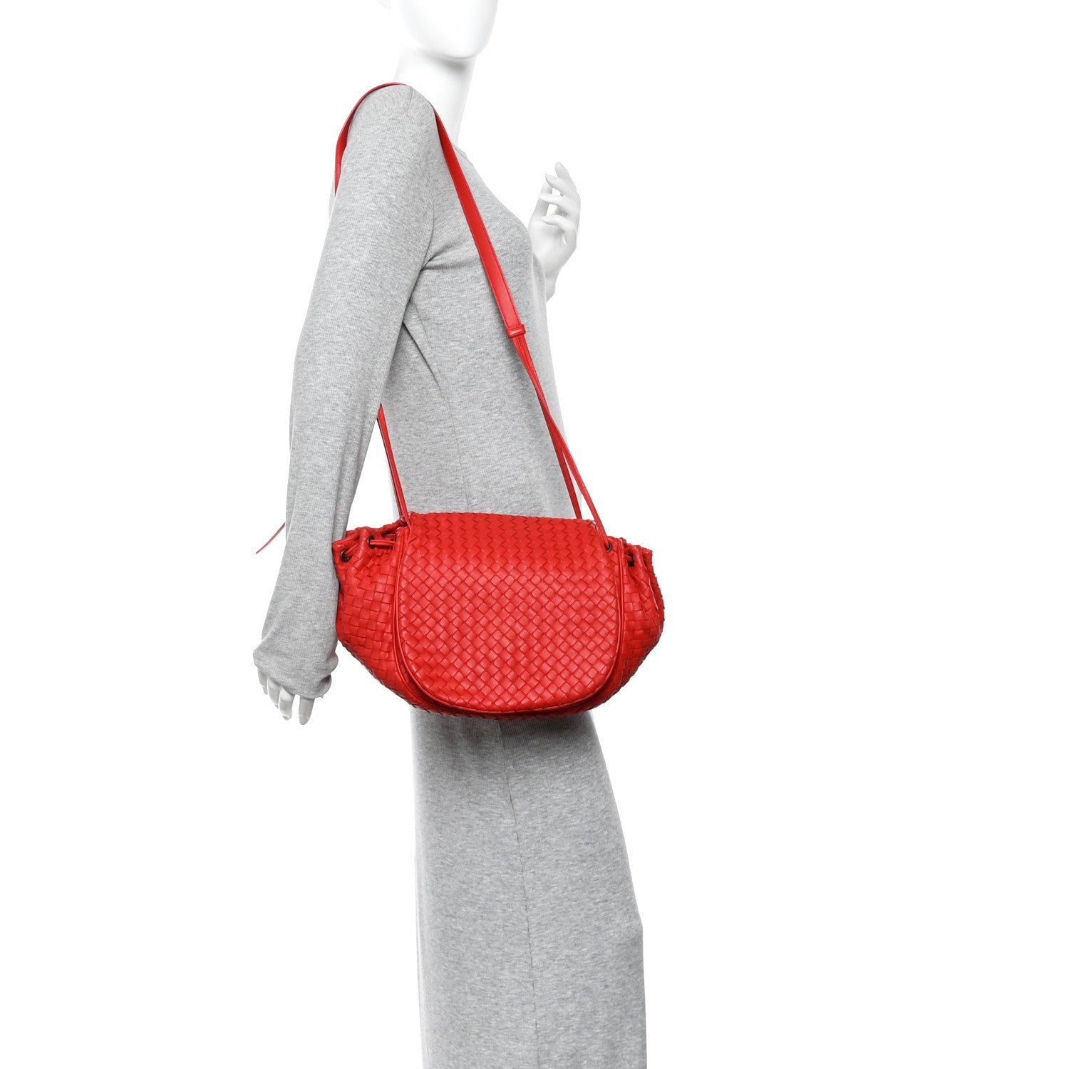 Bottega Veneta Nappa Intrecciato Messenger Bag Red 2 of 13