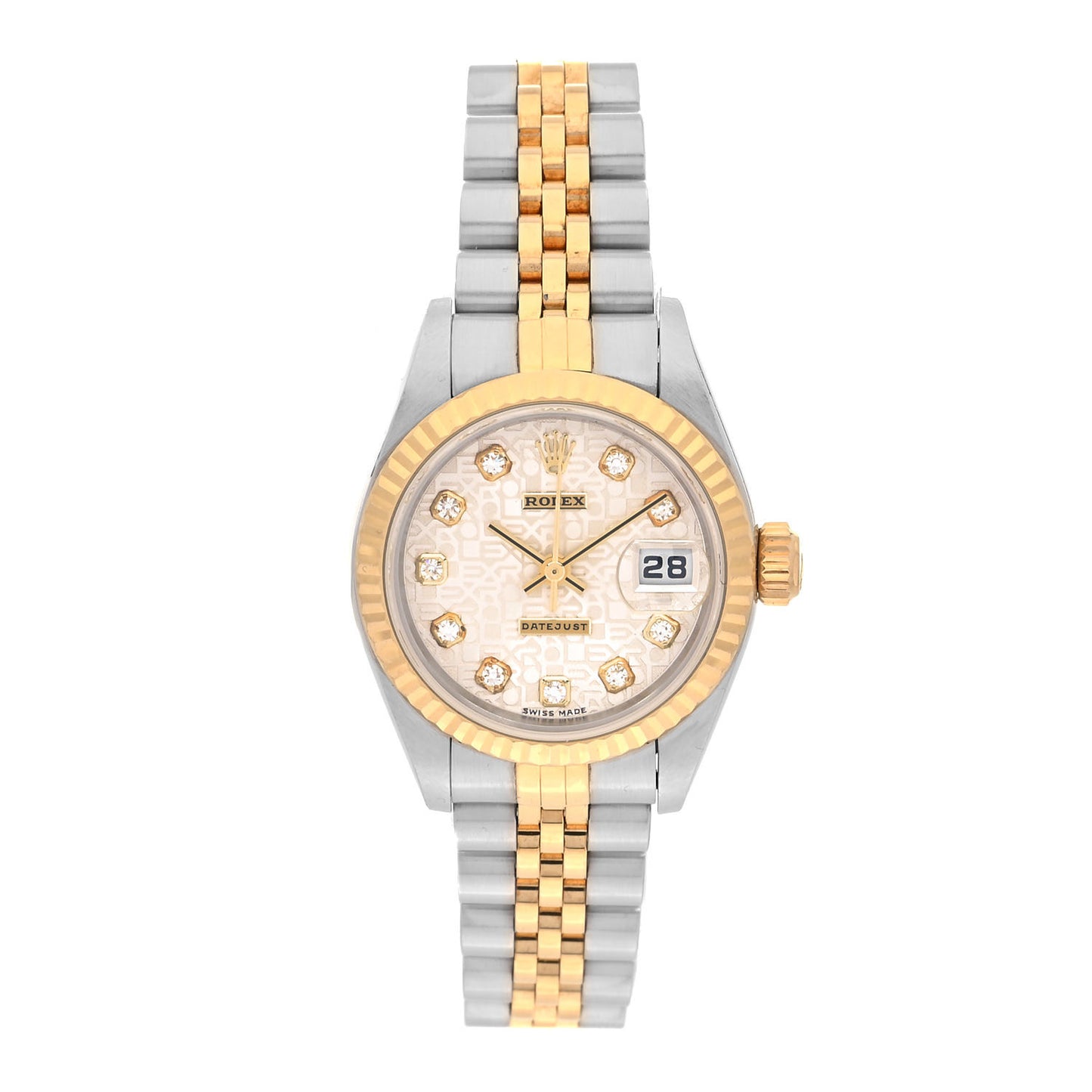 Stainless Steel 18K Yellow Gold Diamond 26mm Oyster Perpetual Datejust Watch Silver Jubilee 79173