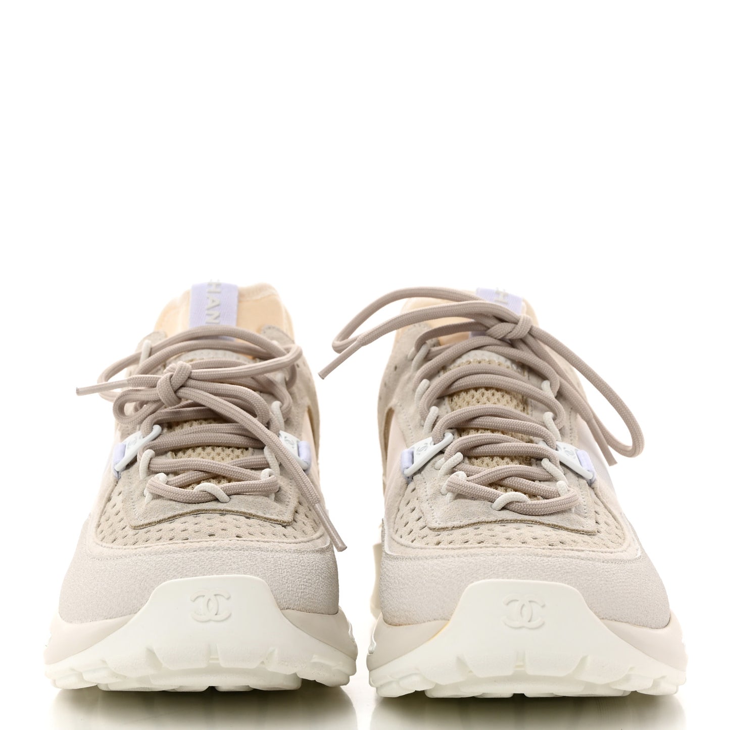 Suede Calfskin Womens CC Sneakers 38 White