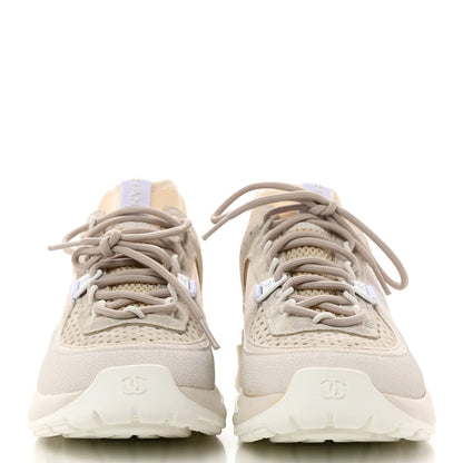Chanel Suede Calfskin Womens CC Sneakers 38 White 2 of 9