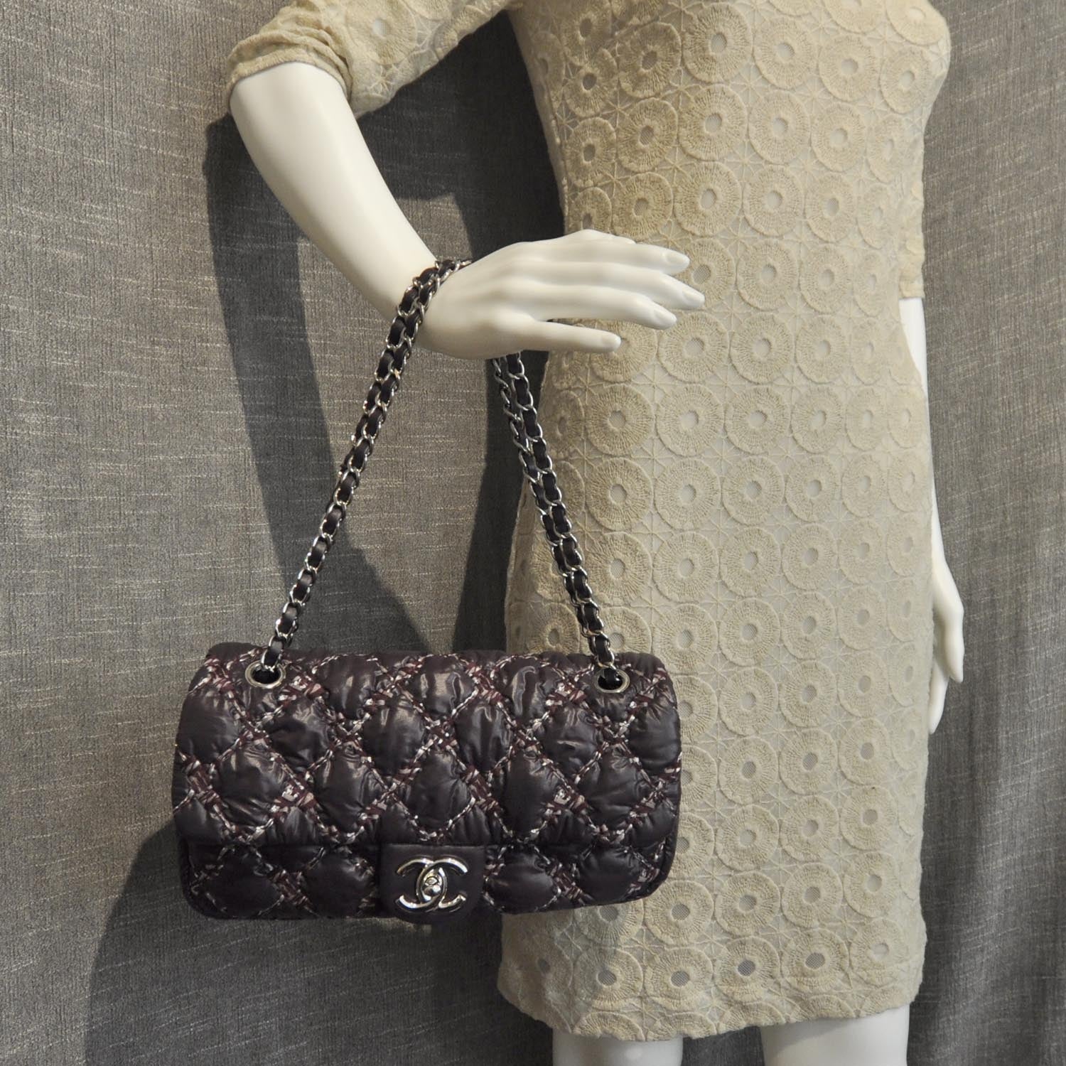 Chanel Nylon Quilted Tweed on Stitch Flap Purple 2 of 9