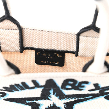 Christian Dior Canvas Embroidered Vertical Lucky Star Book Tote White Multicolor 8 of 10