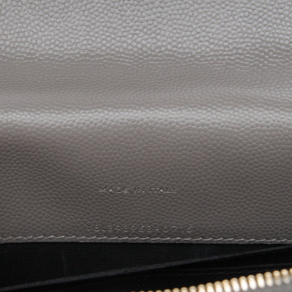 Saint Laurent Grain De Poudre Matelasse Chevron Monogram Chain Wallet Fog 6 of 11