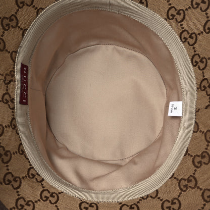 Gucci Monogram Textured Dollar Calfskin GG Jago Bucket Hat S Cacao Beige 7 of 11