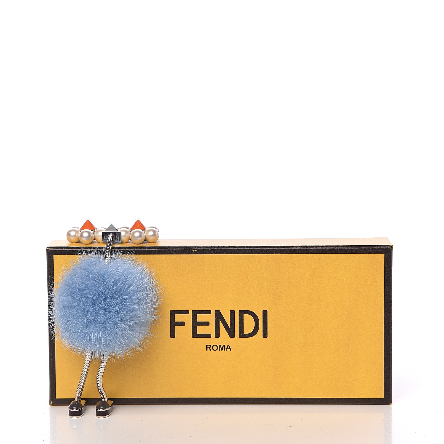 Fendi Mink Fur Pearl Chick Pom Pom Bag Charm Azzurro 4 of 4