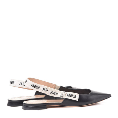 Christian Dior Lambskin Ribbon J'Adior Slingback Ballet Flats 39 Black 4 of 12
