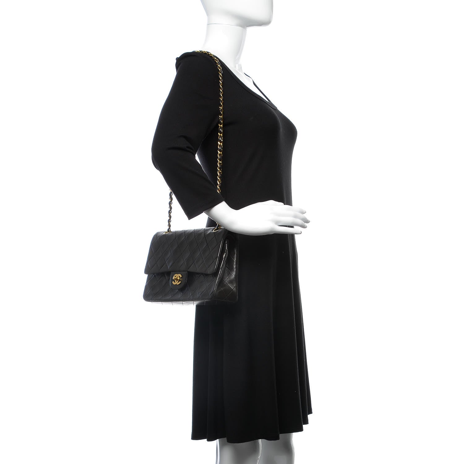Chanel Lambskin Quilted Medium Double Flap Black 2 of 9