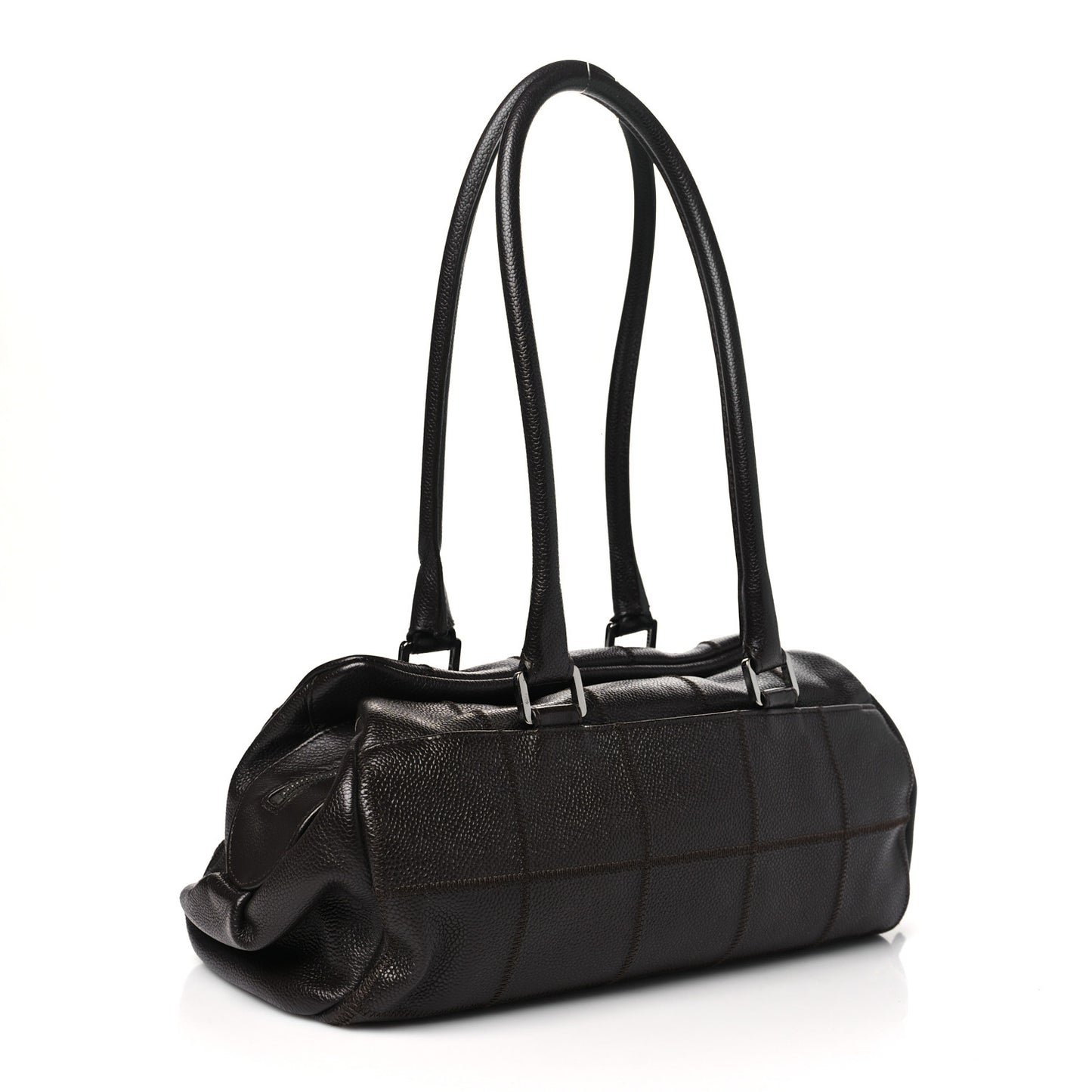 Caviar Square Stitched Tote Dark Brown