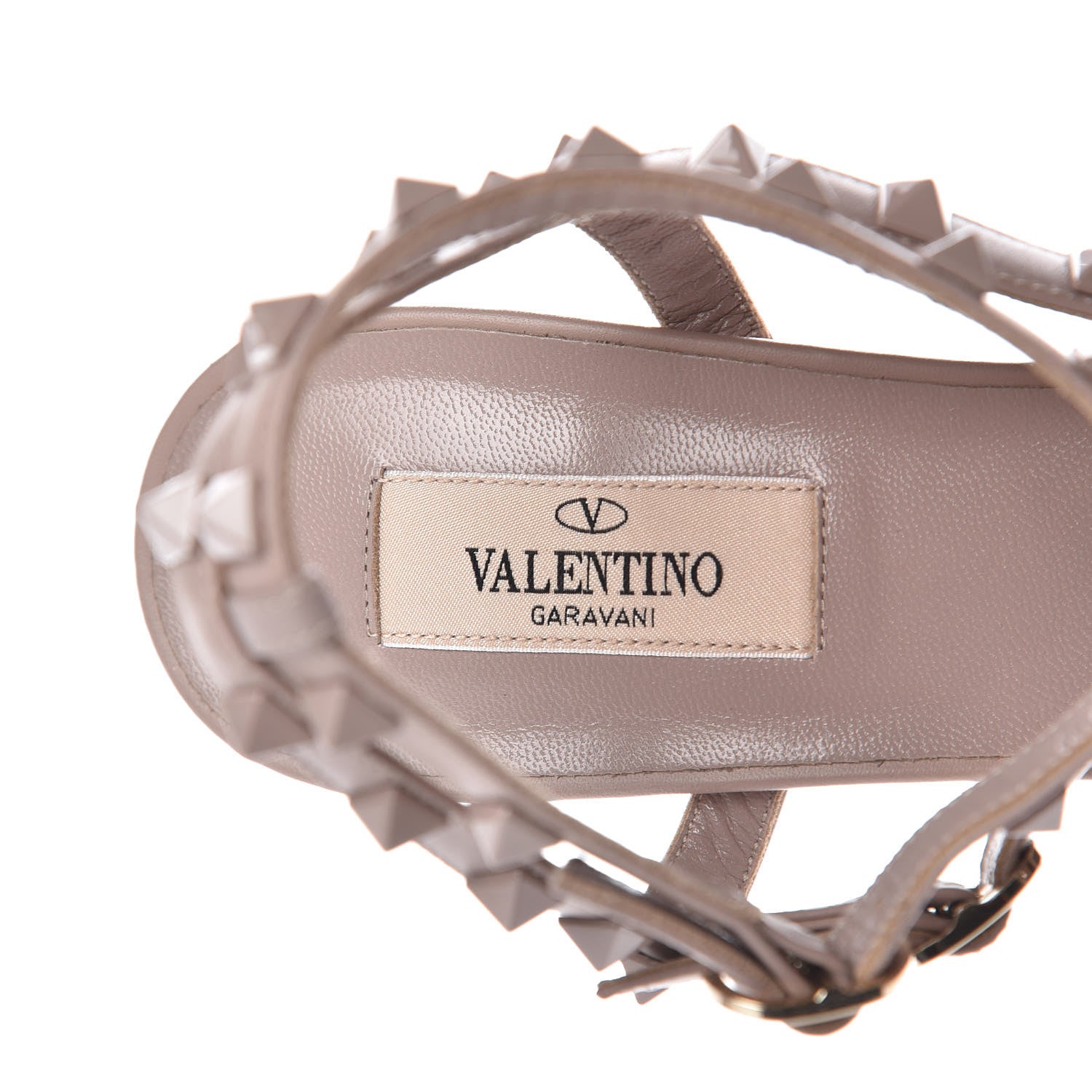 Valentino Garavani Calfskin Lacquered Monochrome Rockstud Ankle Strap 65mm Pumps 40 Poudre 8 of 11