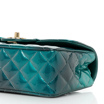 Chanel Shaded Patent Calfskin Quilted Mini Rectangular Flap Green Blue 11 of 13
