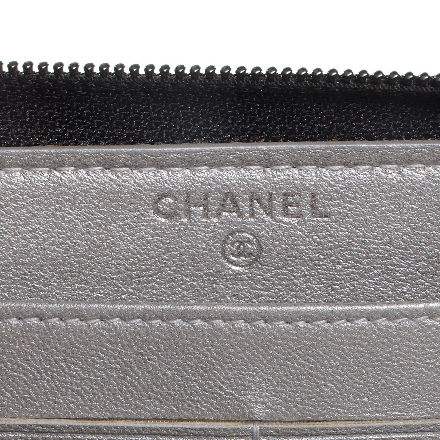 Chanel Lambskin Camellia Embossed Large Zip Around Gusset Wallet Black 7 of 9