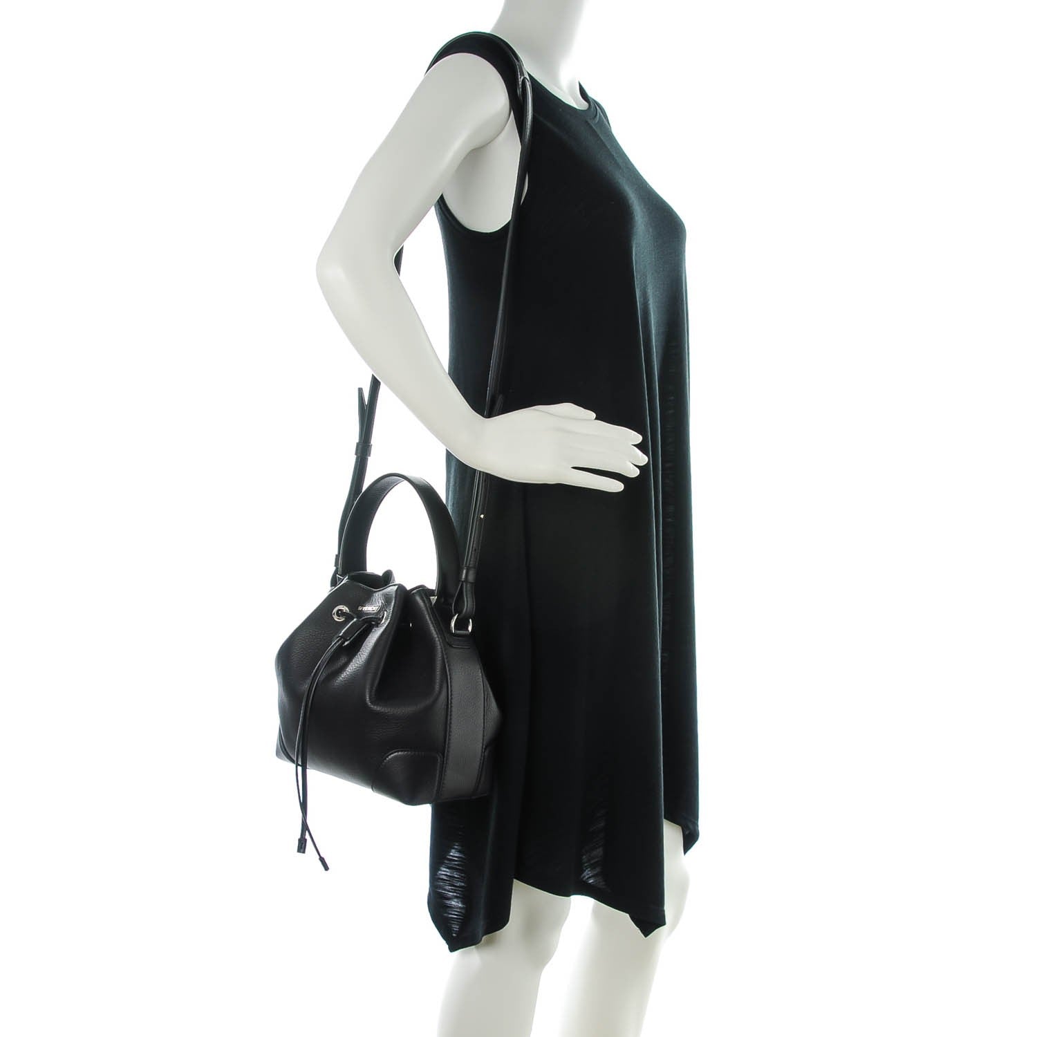 Givenchy Calfskin Small Lucrezia Drawstring Bucket Bag Black 2 of 9