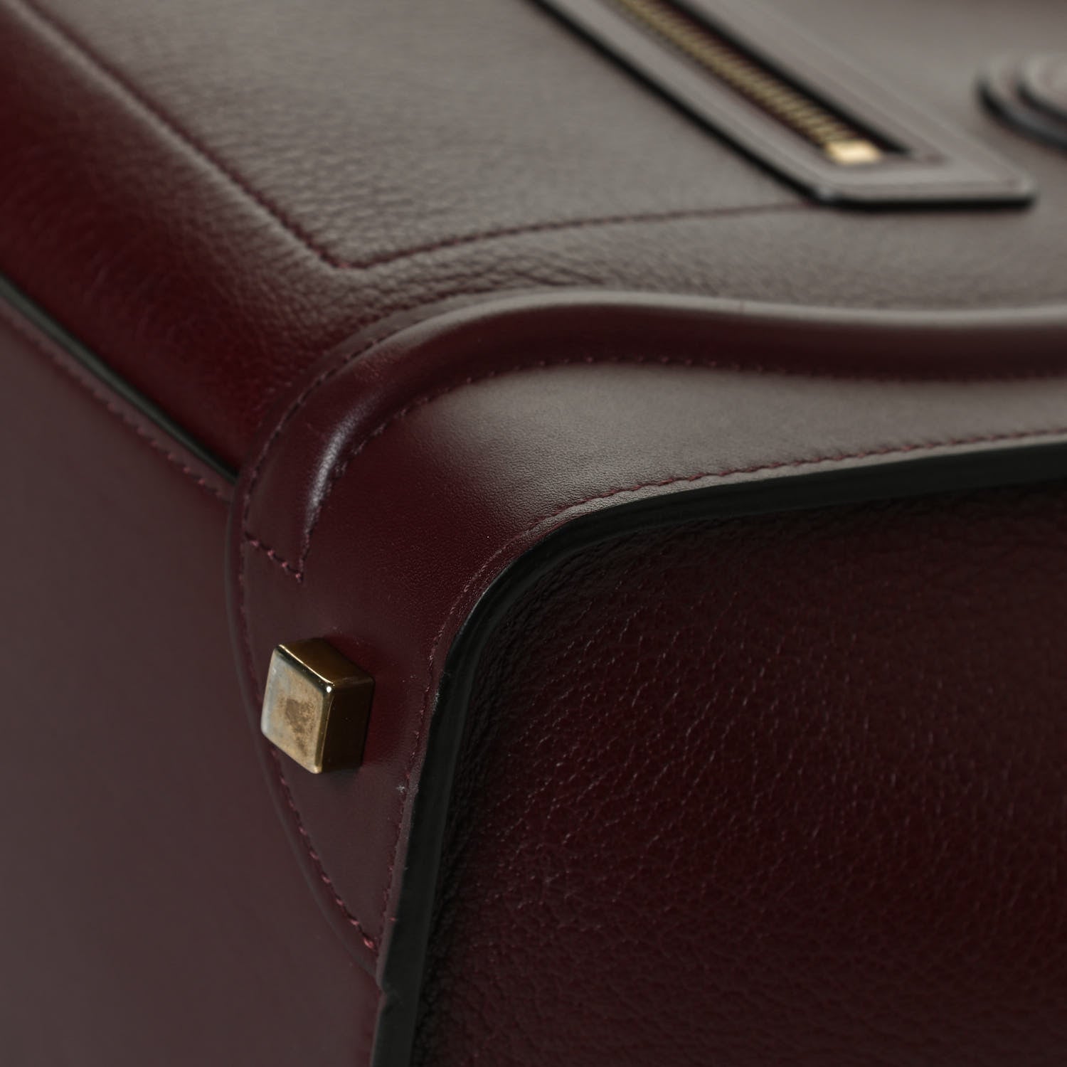 Celine Goatskin Calfskin Micro Luggage Burgundy 10 of 11