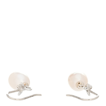 Tiffany Sterling Silver Pearl Paloma Picasso Olive Leaf Drop Earrings 3 of 5
