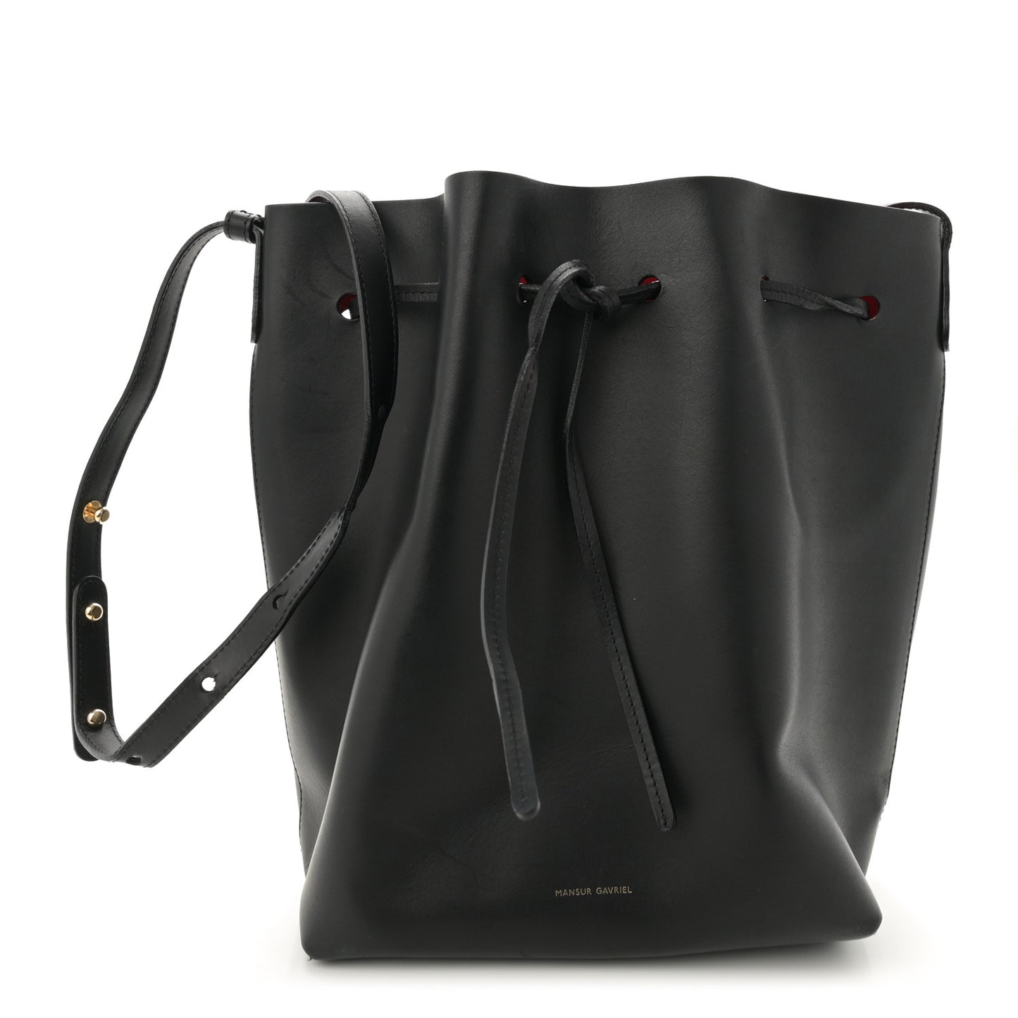 Vegetable Tanned Calfskin Bucket Bag Black Flamma