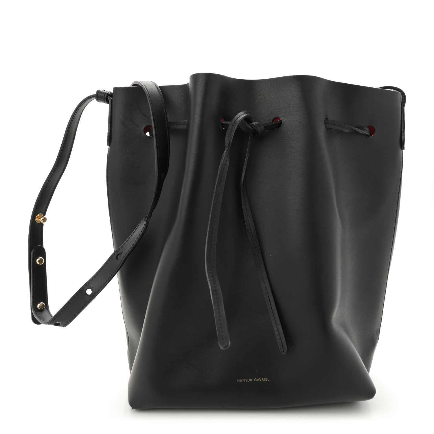 Mansur Gavriel Vegetable Tanned Calfskin Bucket Bag Black Flamma 1 of 17