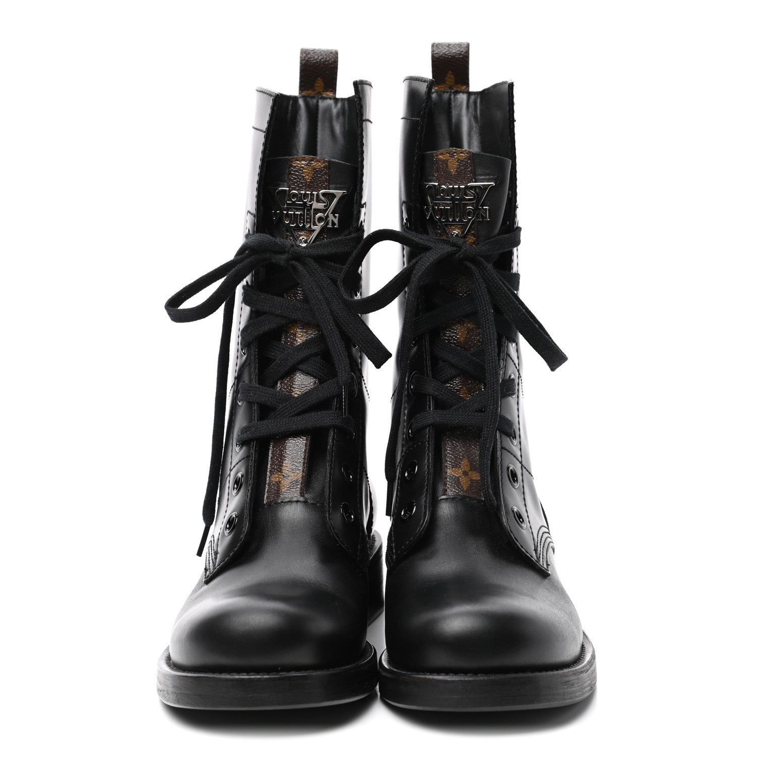 Louis Vuitton Calfskin Monogram Metropolis Flat Ranger Boots 39 Black 2 of 7