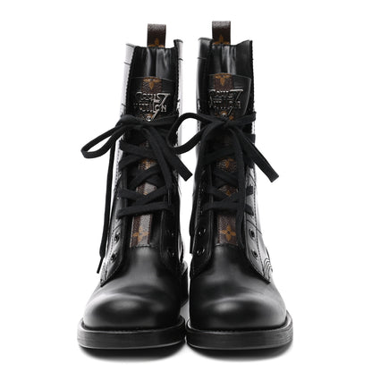 Louis Vuitton Calfskin Monogram Metropolis Flat Ranger Boots 39 Black 2 of 7