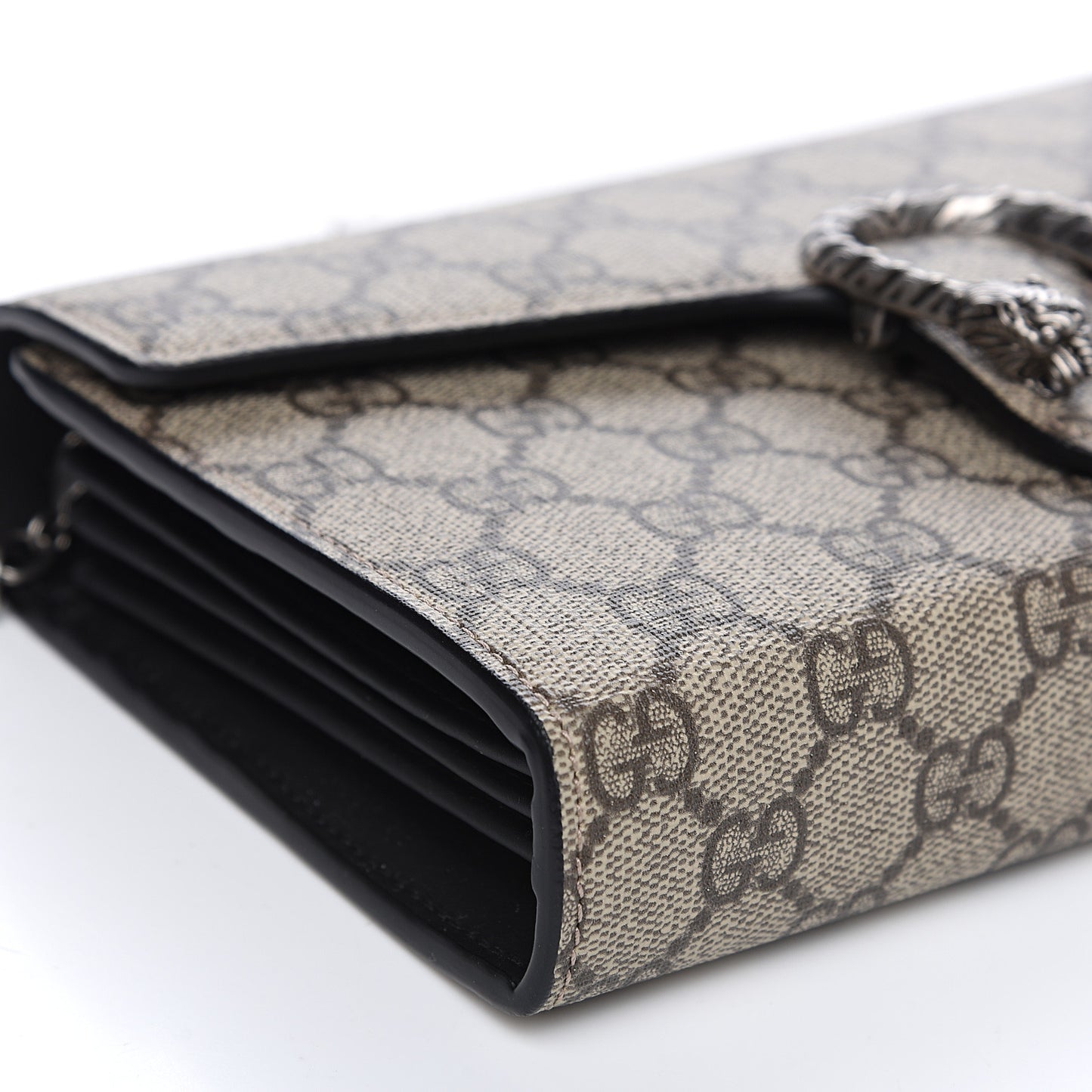 GG Supreme Monogram Mini Dionysus Chain Wallet Beige Black