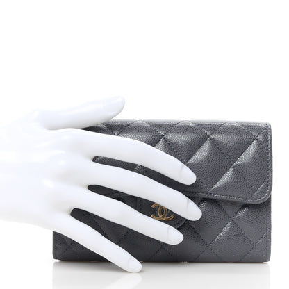 Chanel Caviar Quilted Medium Flap Wallet Grey 2 of 11