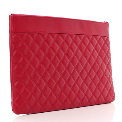 Chanel Sheepskin Quilted Large Vintage Mademoiselle Cosmetic Case Dark Pink 3 of 7