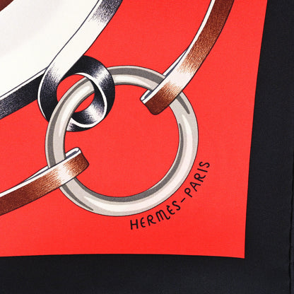 Hermes Silk Figure Artistique Scarf 90 Black Rouge Brun 2 of 3