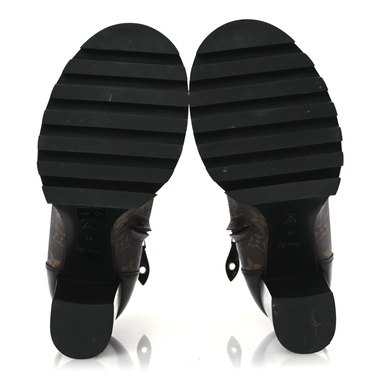 Patent Calfskin Monogram Star Trail Ankle Boots 41 Black