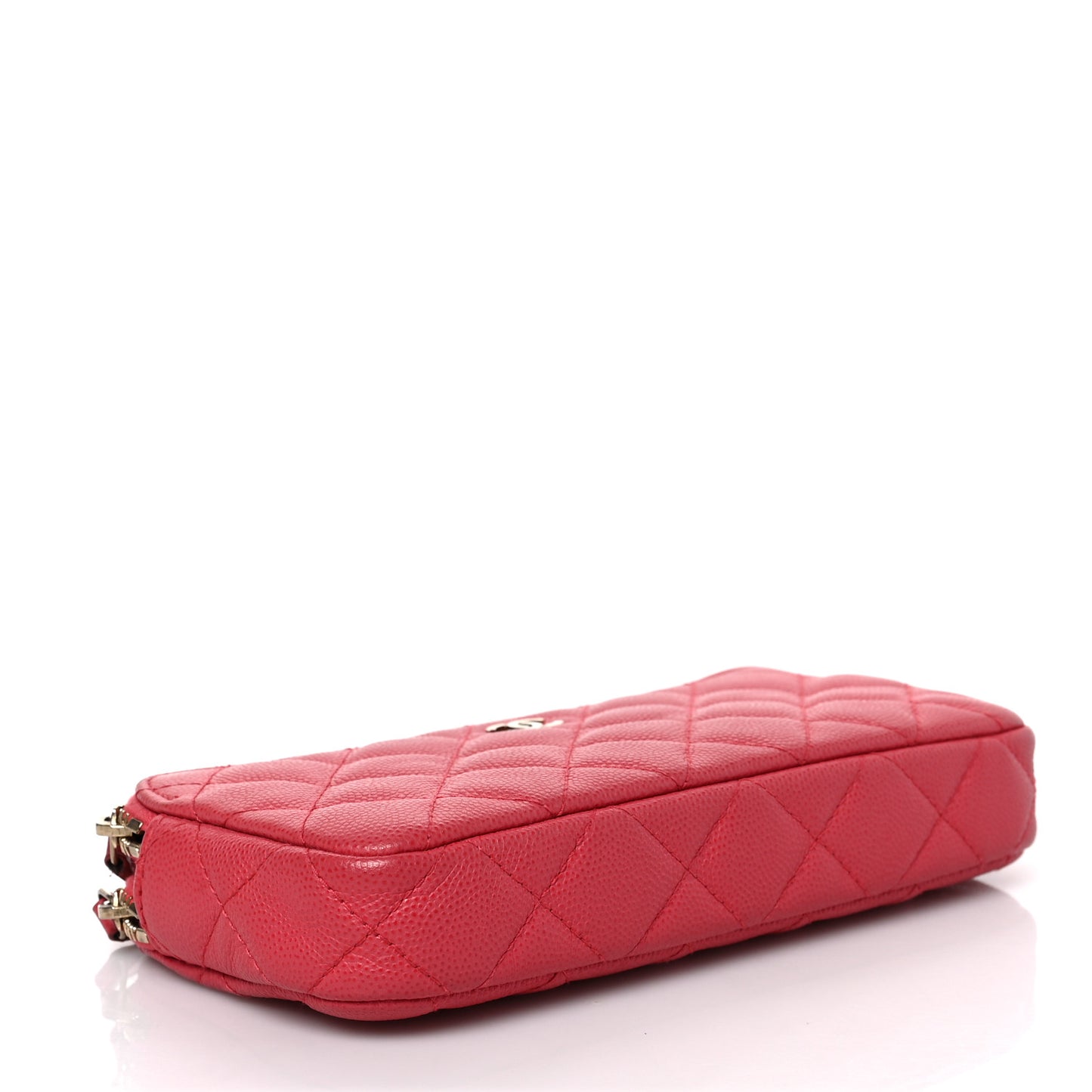Caviar Quilted Small Clutch With Chain Pink