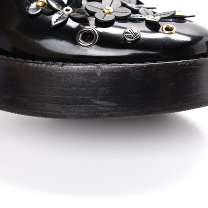 Louis Vuitton Patent Calfskin Blooms Flat Derby Platform Shoes 37 Black 11 of 14