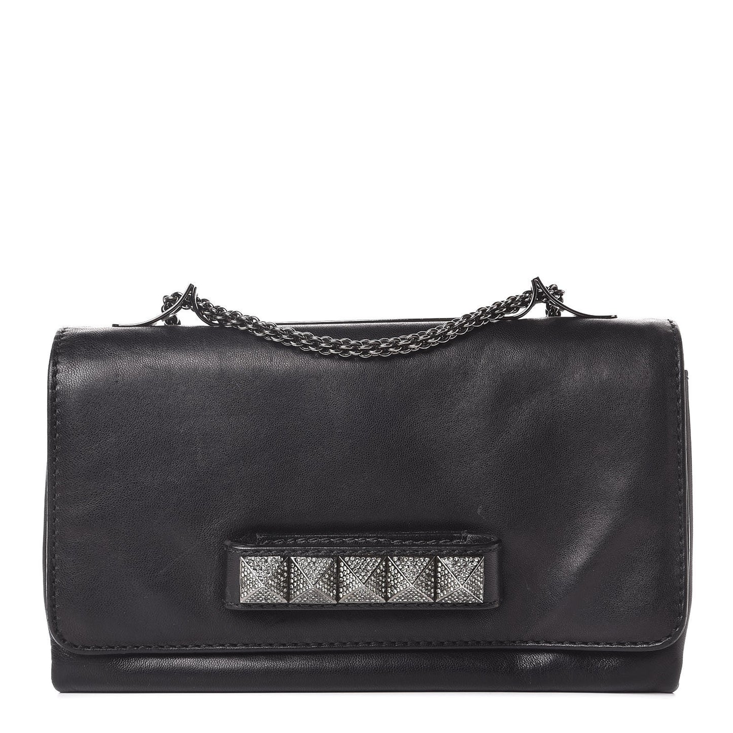 Nappa Crystal Encrusted Studs Va Va Voom Shoulder Bag Black