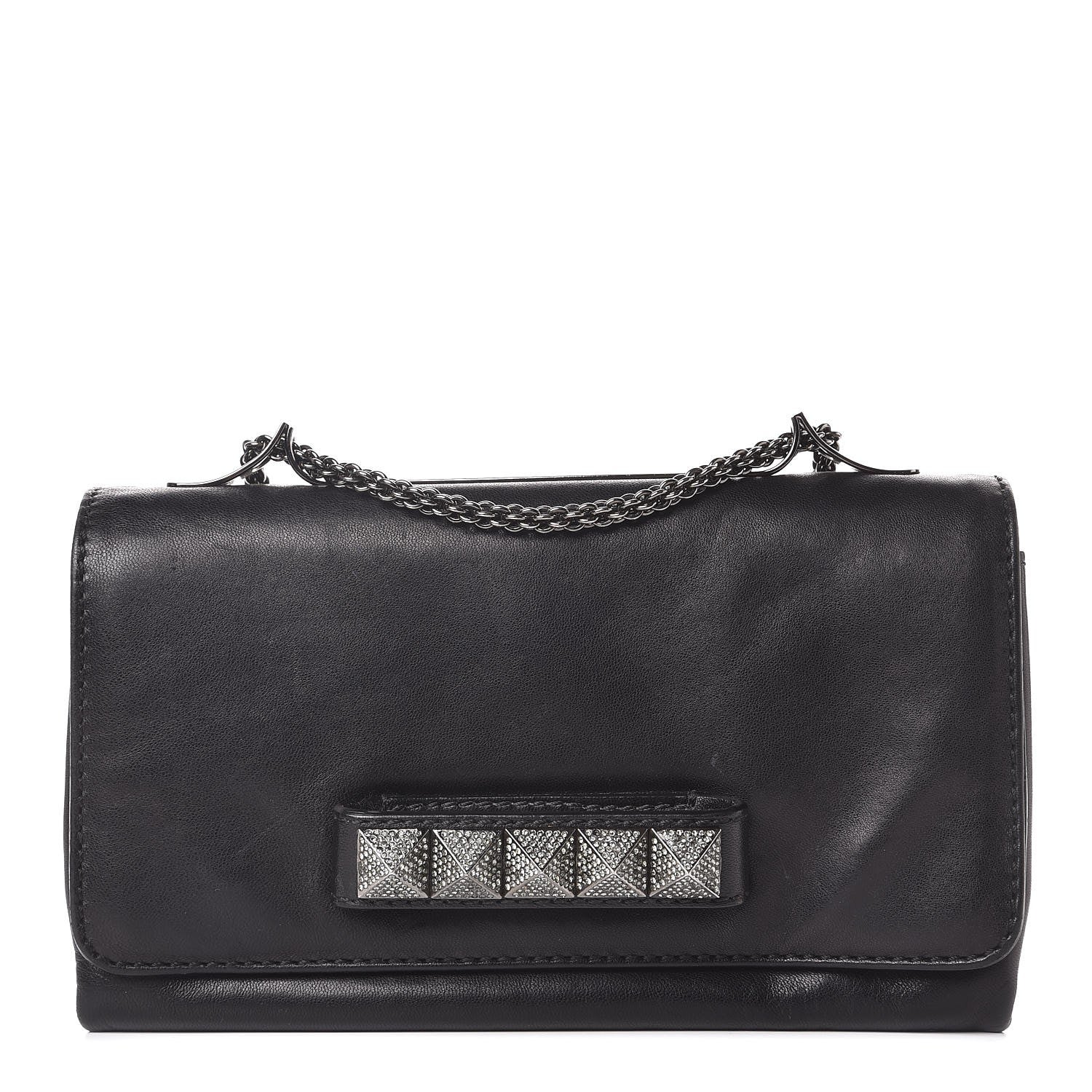 Valentino Garavani Nappa Crystal Encrusted Studs Va Va Voom Shoulder Bag Black 1 of 11