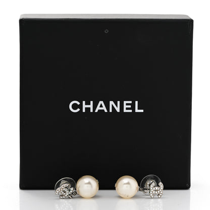 Chanel crystal CC pearl earrings 7 of 7