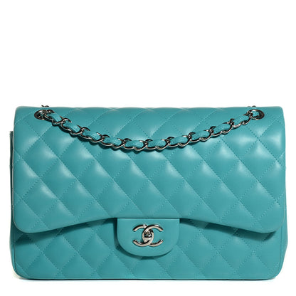 Chanel Lambskin Quilted Jumbo Double Flap Blue 1 of 9