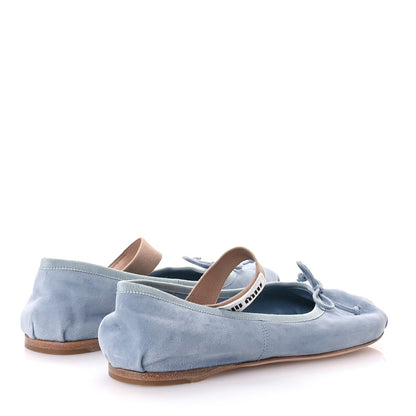Miu Miu Velluto Froisse Ballerina Flats 37.5 Blue 5 of 7