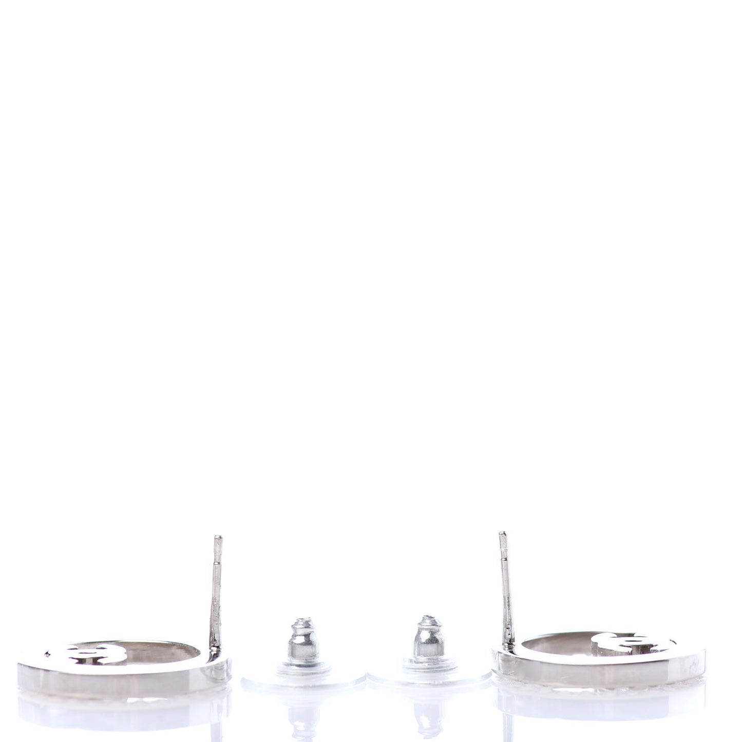 Crystal CC Round Earrings Silver