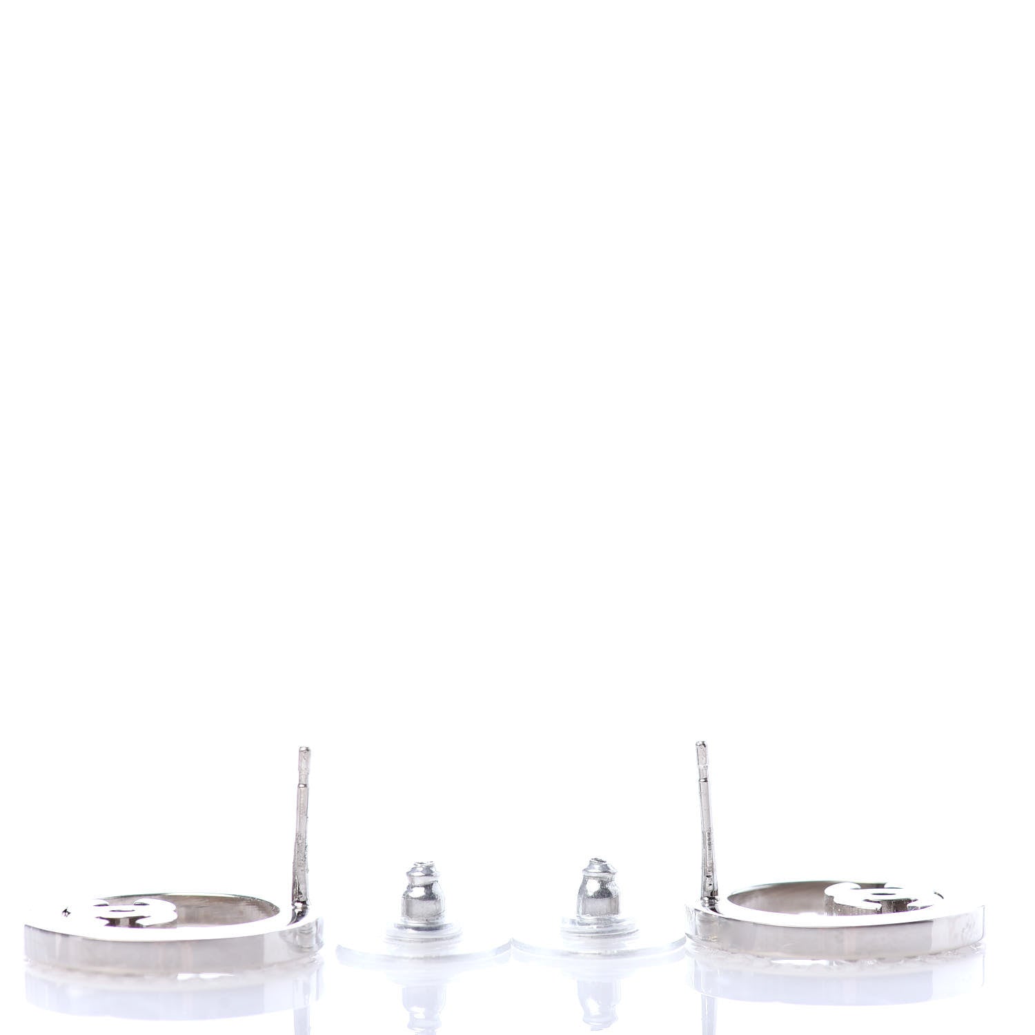 Chanel Crystal CC Round Earrings Silver 3 of 4