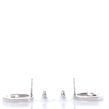 Chanel Crystal CC Round Earrings Silver 3 of 4