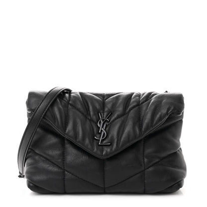 Saint Laurent Calfskin Quilted Toy Loulou Puffer Monogram Monochrome Chain Satchel Black 1 of 10
