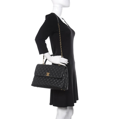 Chanel Caviar Lizard Quilted Medium Coco Handle Flap Black 2 of 9