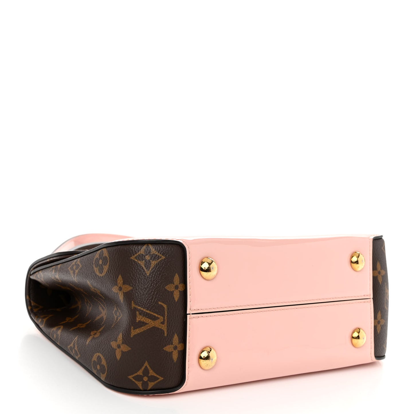 Patent Calfskin Monogram Cherrywood PM Rose Ballerine